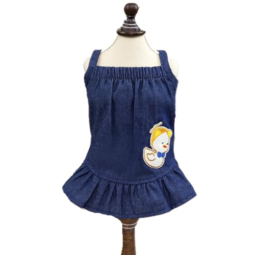 ICOUCHI ペット服 可愛い ドレス 犬服 デニムスカート おしゃれ お姫様 洋服 ドッグウェア 女の子 ワンピース 通気性 袖なし 着脱簡単 抜け毛防止 小中型犬 室内 記念撮影 散歩 お出かけ (2XL,ブルー)