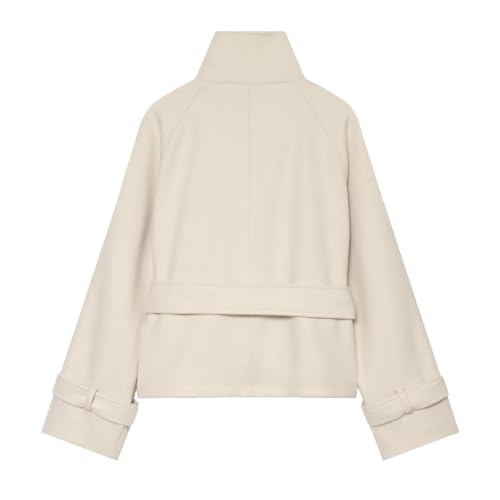 Womens Cropped Trench Coat Funnel High Collar Belted Short Trench Jacket - image 6