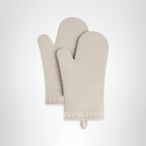 KITCHENAID Ribbed Soft Silicone Oven Mitt 2-Pack Set, 7.5"x13", Milkshake #3