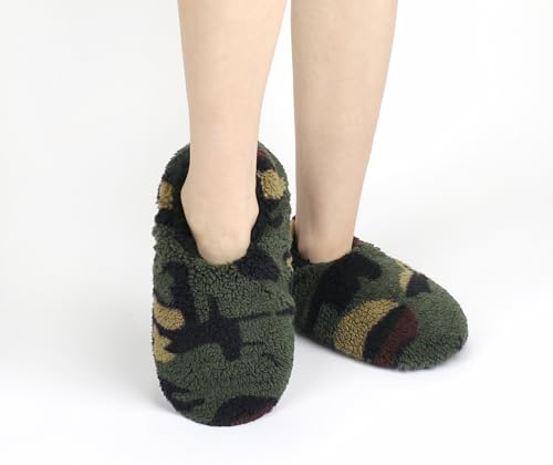 Image of DICUIRD Womens Cozy&Warm Soft Sole Slipper Socks with Grippers-Girls Teddy Fleece Indoor Slipper with Non-skid Bottoms