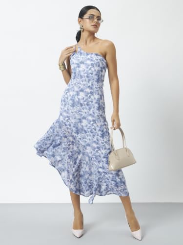 Image of Trend Arrest.ed Women's Floral One-Shoulder Cocktail Dress | Asymmetrical Hem with Lining | Adjustable & Removable Pads | Elegant Fit for Party, Wedding & Special Occasions