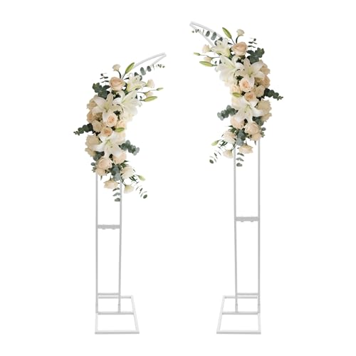 Arche De Mariage En Métal Support D'Arche Fleur Ballon, Backdrop Moderne 2 Supports 2,1m 1,9m Blanc, Structure Rectangulaire À Fleurs Pour Anniversaire...