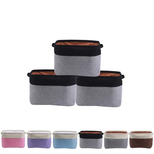 kamuavni Large Fabric Storage Basket, Collapsible Storage Cubes Organizer with Cotton Handles Rectangle Storage Bins For Closet/Nursery/Bathroom/Kids Room 15 * 10.2 * 9.5Inch, grayblack