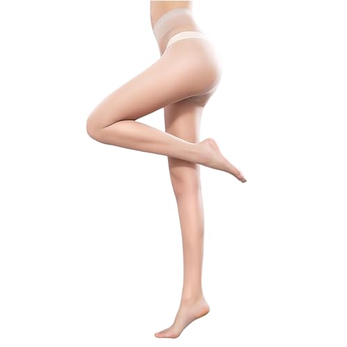 Image of Women's Transparent Tights, 20D High Waist Pantyhose, Ladies Skin Care Socks, Rip-Stop Pantyhose with Reinforced Toes
