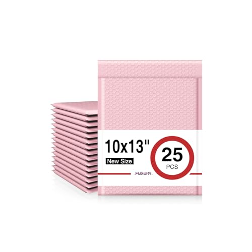Image of Fuxury Bubble Mailers 10x13 Inch Light Pink 25 Pack, Opaque Padded Envelopes for Clothing, Books, Makeup & Accessories, Self Seal Shipping Bags for Small Business