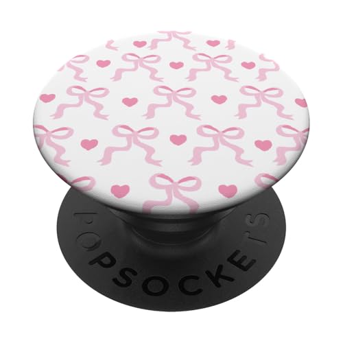 Girly Light Pink Bow Pattern Coquette Aesthetic PopSockets Adhesive PopGrip