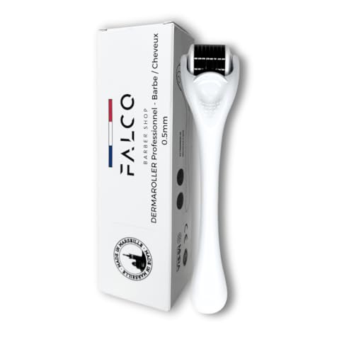 Falco Barber Shop - Rouleau pour la pousse de la barbe et des cheveux| 540 aiguilles en titane de 0,5 Mm | Rouleau Dermaroller pour hommes | Stimuler la croissance de la barbe et des cheveux