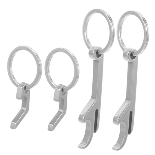 Ipetboom 4個 ステンレス製多機能ビールボトルオープナー キーチェーン付き 点 ポータブル栓抜き キッチンやアウトドア用飲料缶開け器