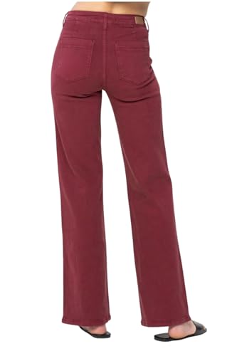 Judy Blue High Rise Front Seam Straight Jeans in Burgundy4