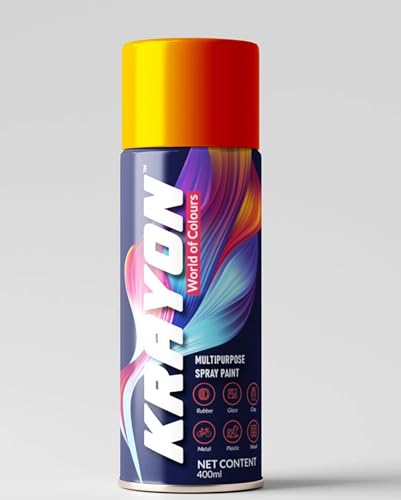 Image of BANNA Krayon Orange Acrylic Spray Paint 400 ml | Quick Dry Rust-Resistant Multi Surface Aerosol Spray Paint for Metal, Wood, Plastic, Glass, Furniture & DIY Projects