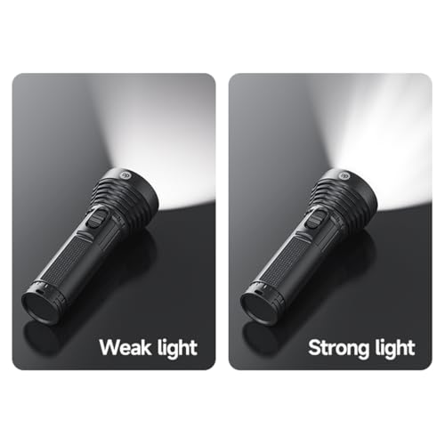 Image of Rechargeable Flashlight - 10000 Lumen High Power LED Torch, 1200M Long Beam, USB-C Charging, 10+ Hours Runtime, Camping, Hiking, Emergency, Outdoor Use (Black-DP-9005B)