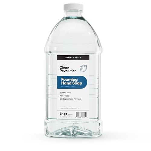 Image of Clean Revolution Foaming Hand Soap Refill Supply Container, Ready to Use Formula, Fragrance Free, 64 Fl Oz (Pack of 1)