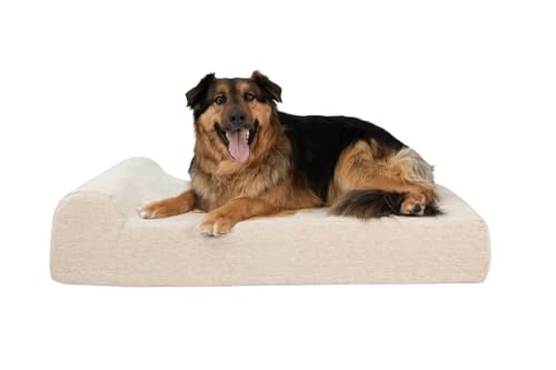 Barker Beds Large Orthopedic Dog Bed - 7" Pillow Top with Headrest - 50-70 lbs - Memory Foam for Joint Pain & Arthritis - Washable - 48"x30"x7" - Driftwood Linen - image 8