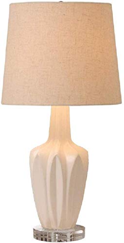 SBCGFY Lámpara de escritorio de color crema, con textura de cerámica, base acrílica, lámpara de lectura, sala de estar, dormitorio, estudio, E27, botón de control