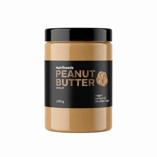 Nutriheads Erdnussbutter 1000 g | Reine Erdnüsse in Extra Cremiger Konsistenz, Ohne Zucker- & Salzzusatz, Frei von Konservierungsstoffen Reich an Protein und Ungesättigten Fettsäuren