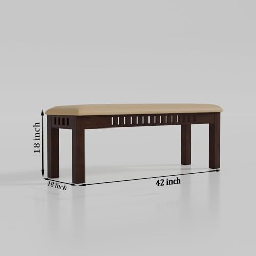 Image of AADITYA WOODS Sheesham Wood 6 Seater Dining Table Set with Chairs & Bench for Living Room Home | Wooden Dining Table Set for Office Restaurant Dining Room Set-57x35x30 inch (Walnut kB1, 6 Seater)