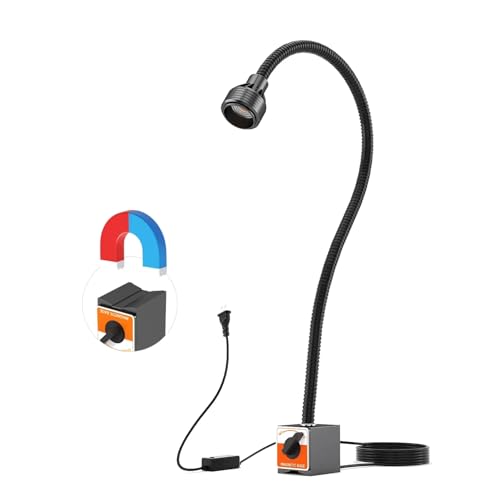 Image of Magnetic Work Light 1320Lumen 120V FlexibleGooseneck Work Light with Adjustable Focusand Magnetic Base for Lathe CNc MillingDrill Press SewingMachine Industrial Light (14W Strong Magnetic)