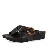 Duraderas CHANCLAS DE CUÑA NEGRA CON HEBILLA CAREY PARA MUJER AMNICO