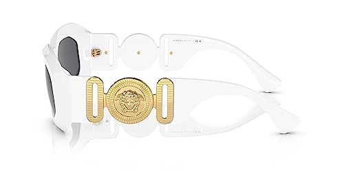 Versace VE 4425U 314/87 Irregular Plastic White Sunglasses with Dark Grey Solid Color Lens2
