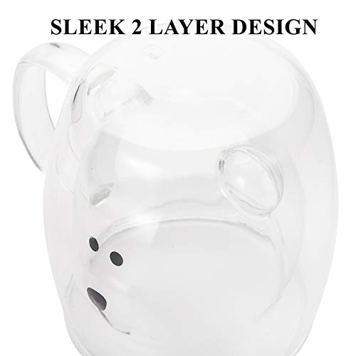 Yopay 2 Pack Glass Bear Coffee Mugs, 8.5 Oz Double Wall Insulated Cute Kids Coffee Milk Beer Cups For Latte, Cappuccino, Americano, Tea, Beverage, Valentine's Day Birthday #TOP3