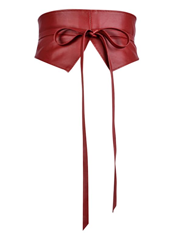 Lace Up Tied Corset Belt for Women Soft PU Leather Wide Belt Dress Belts