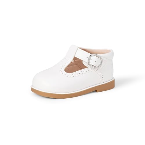 Amazon Essentials Chaussures Mary Jane Habillées à Lanières en T Mixte enfant, Blanc, 23 EU