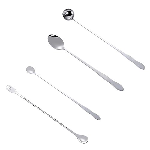 Alipis Stainless Steel Long Handle Spoons Set Soup Stirring Spoons 6pc for Bar Restaurant