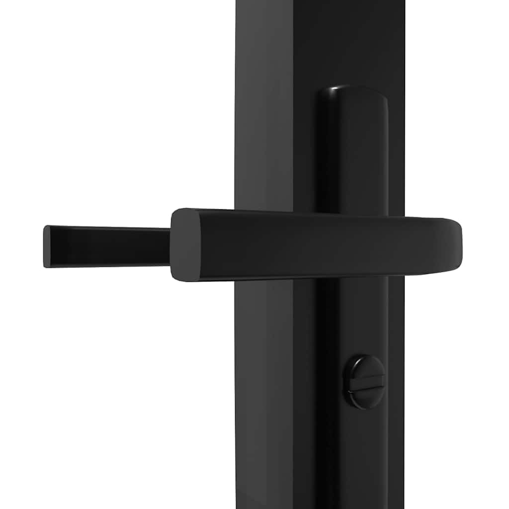 vidaXL Porte Intérieure Porte Vitrée Poignée en Alliage d'Aluminium Serrure en Fer Salon Maison Verre ESG et Aluminium 93x201,5 cm Noir