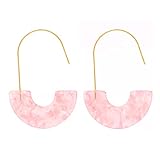 D-buy Acrylic Earrings Statement Half Ring Geometric Earrings Resin Drop Dangle Earrings Fashion Jewelry for Women (Pink/Small)