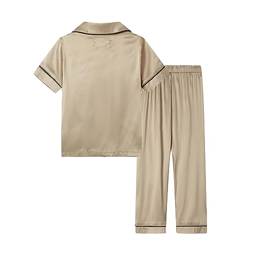 Mud Kingdom Little Girl Satin Silk Pajamas Set Short Sleeve Button Down 2 Piece Summer Loungewear2