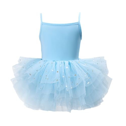 Generic 2026 Vestido de tutú para rendimiento con personalidad, vestido sin mangas para niñas, azul claro, 6-8 años