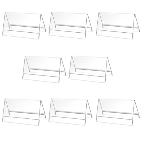 CAASFOOY 8 soportes para alertas de mesa, soporte para etiquetas de acrílico, expositor de mesa de plástico transparente, porta precios para tienda, para carteles, mostrador de fotos, 9 x 6 cm