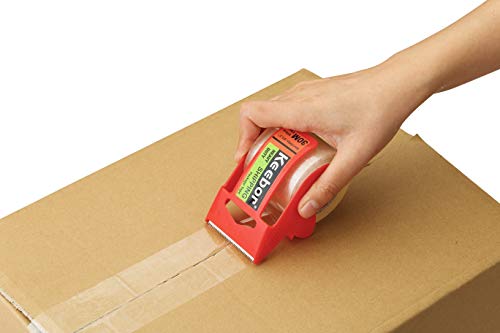Image of Packing Tape with Dispenser, 12 Rolls Clear Shiping Package Tape, 2'' x 32.8 yd, 1.5'' Core, Designed for Packing, Shipping & Mailing (Pack of 5)