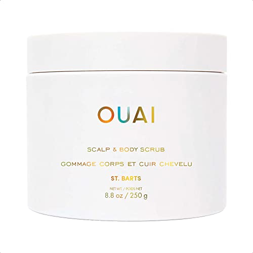 OUAI St. Barts Scalp and Body Scrub, Deep-Cleansing Sugar Scrub for Hair and Skin that Exfoliates and Moisturizes, 8.8 Oz