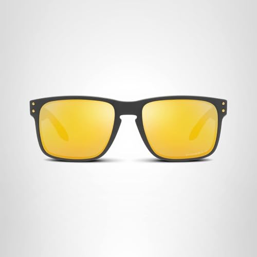 Oakley Holbrook Polarized Square Sunglasses — Matte Carbon / Prizm 24K Gold — view 9