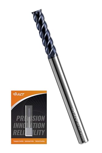 Image of ACCUCUT I4KEL 5 /16 inch Carbide Square End Mill- 4 Flute Milling Bit for Steel, Forge Steel, Hardened, Copper, Alloys & Materials < HRC 50 - AlTiCrN Coating CNC Router Bit, 45 Degree Helix
