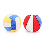 2 Pack Dog Balls , Plush Squeaky Dog Toys Interactive Dog Toys , Basketball Volleyball Puppy Toy Stuffed Dog Toy Ball Indoor Outdoor Sports for Small and Medium Dog