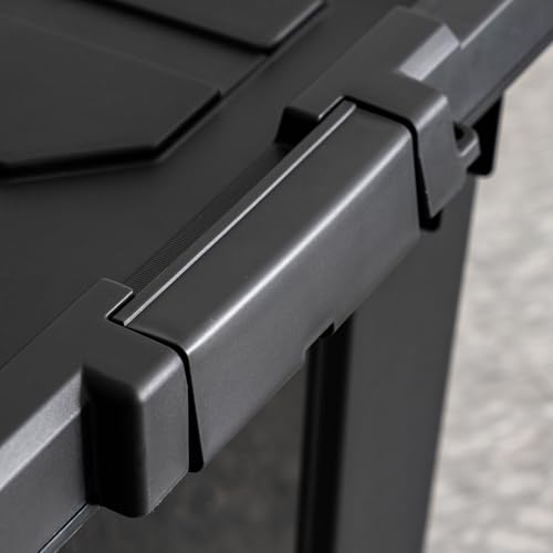 Image of IRIS USA 32 Gallon Rolling Storage Bin with Lid, Heavy Duty, 2 Pack | Built-in wheels and lockable latches make transporting tools, camping gear, truck equipment, and garage storage effortless.