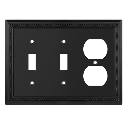 Image of Henne Bery Sunken Pearls Heavy Duty Decorative Wall Plate Switch Plate Outlet Cover (Double Toggle /Single Duplex, Matte Black)