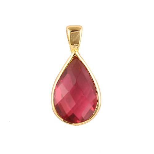 Guntaas Gems 3 Pieces Of Party Wear Red Quartz Brass Gold Plated Faceted Cut Pear Shape Pendant For Girls. #TOP16