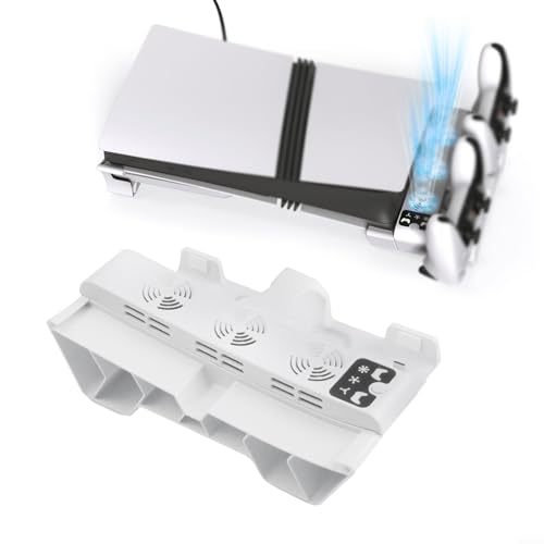 Refroidisseur PS5 Slim Pro horizontal avec ventilateur réglable et double dock - 6