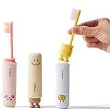 Shrunqi Folding Toothbrush with Built-in Cover, Perfect for Travel, Hiking & Camping, Compact & Portable, Toothbrush with Soft Bristles, for Adults & Kids (3 Count)