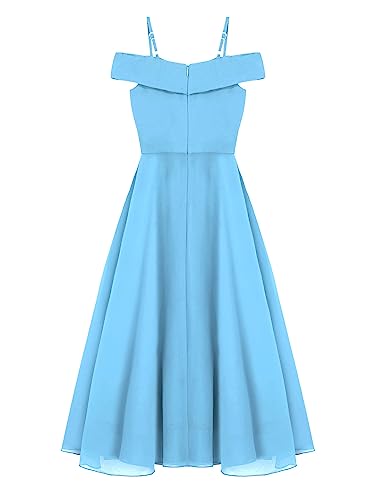 Kids Flower Girls Dress Spaghetti Strap Off Shoulder Chiffon Bridesmaid Dress A Line Formal Long Gown4