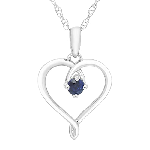Boston Bay Diamonds 925 Sterling Silver Birthstone Gemstone Heart Pendant with 18