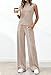 BTFBM Two Piece Sets for Women Summer Outfits 2026 Lounge Sets Mock Neck Tops Wide Leg Pants Travel Fashion Clothing(Khaki, Small)