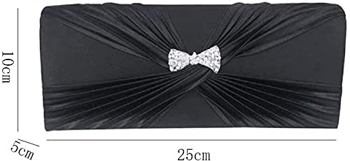 RajoNN Abendhandtaschen für Damen, Satintasche mit Diamant-Tragetasche, Kettentasche, Umhängetasche, Hochzeitsfeier (schwarz) (lila)