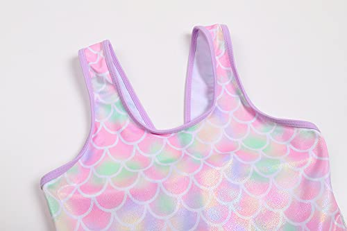 Image of Girls One Piece Rainbow Unicorn Swimsuit Stars Print Swimwear Bathing Suit