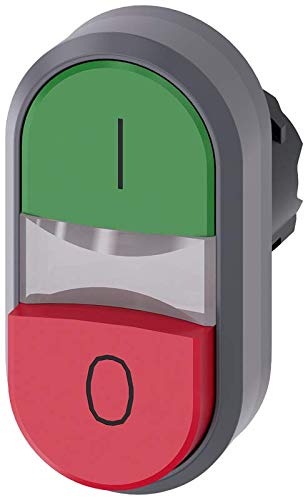 Bouton-poussoir Siemens 2SU1031 vert et rouge en plastique avec anneau en métal mat 22 mm