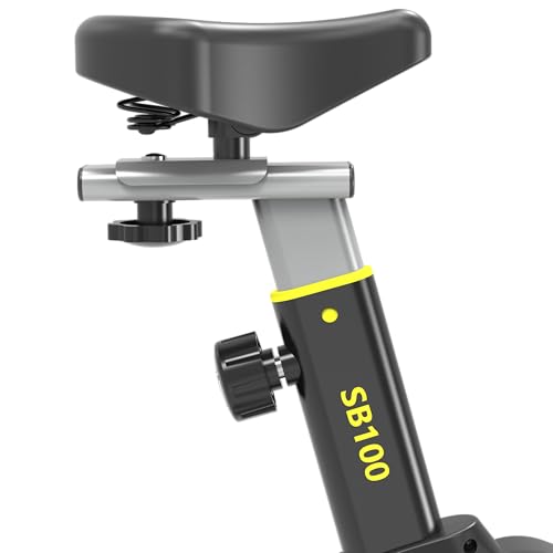 Image of LET'S PLAY SB-100 Spin Bike Exercise Cycle for Home Gym Fitness Workout Cardio Training With 8Kg Flywheel, 35 Adjustable Resistance Levels, Silent Belt Drive, 100Kg Weight Capacity (Black and Yellow Colour)