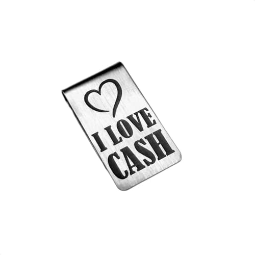 fermasoldi in acciaio con scritta I Love Cash e raffinato elegante argento inox